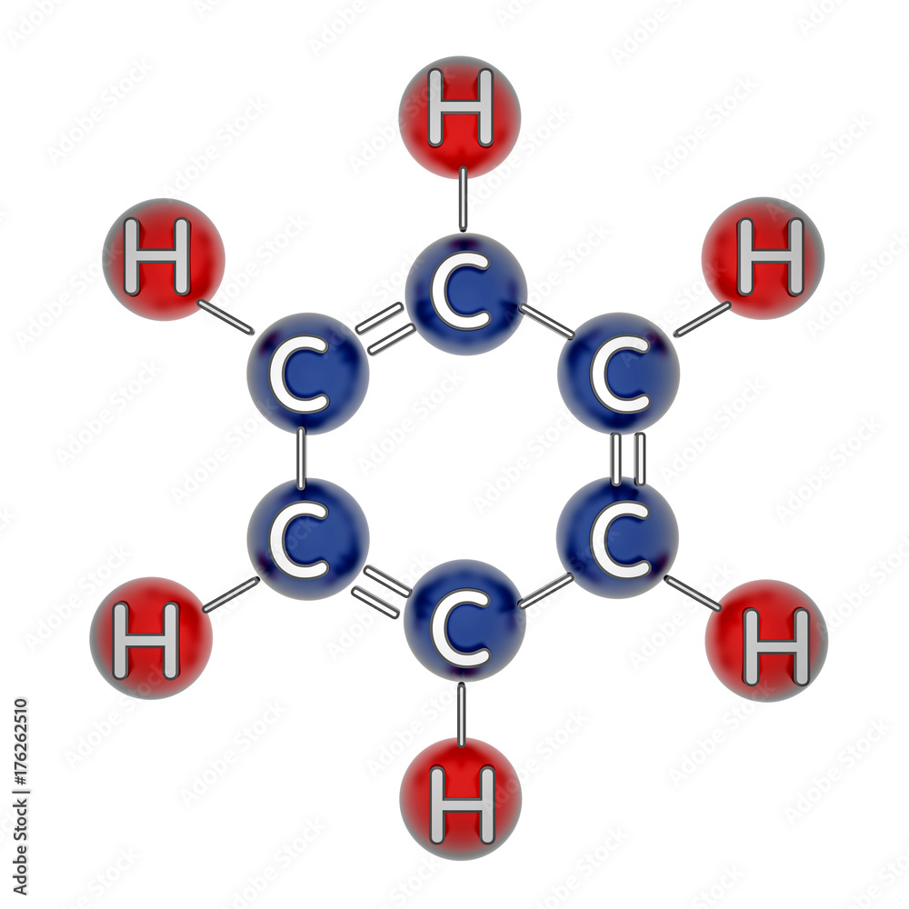 c6h6. benzol. 3d model. isolated on white c6h6. benzol. 3d model. isolated on white