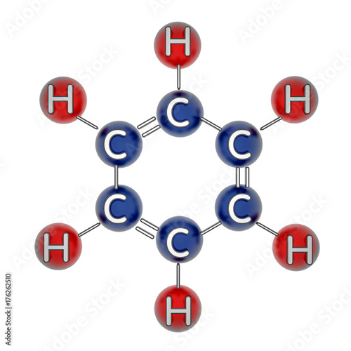c6h6. benzol. 3d model. isolated on white