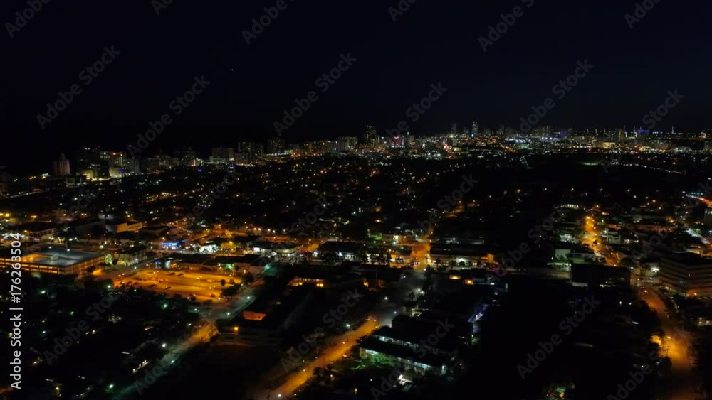 Aerial Miami Beach Florida at night aerial motion Aerial Miami Beach Florida at night aerial motion