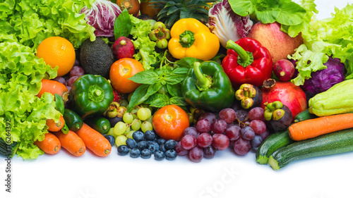 Tropical fresh fruits and vegetables organic after washed  Arrangement different vegetables organic for eating healthy and dieting