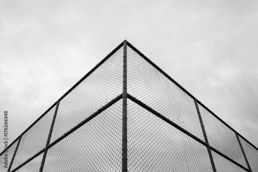 corner of cage metal wire at tennis court corner of cage metal wire at tennis court