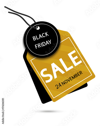 Black friday SALE tag isolated on white. Vector illustration