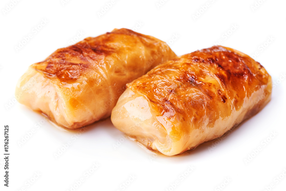 Stuffed cabbage rolls isolated on white background Stuffed cabbage rolls isolated on white background