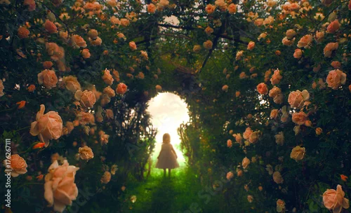 Obraz Dziecko znajduje ogród różany