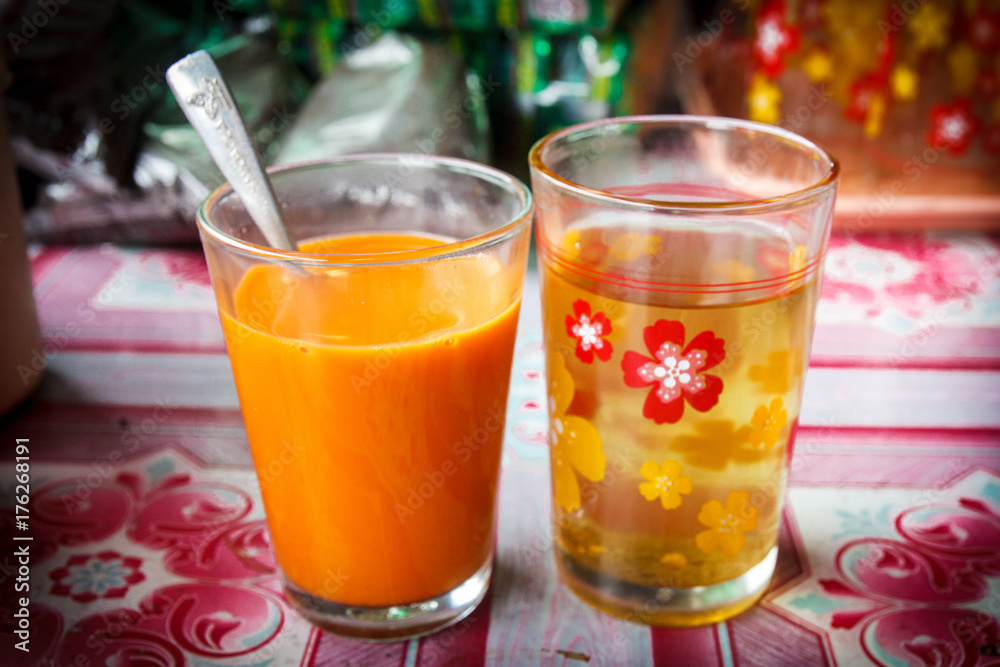 Fototapeta premium Hot tea in Laos