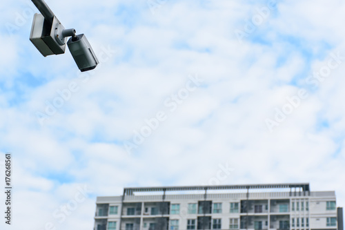 Security camera monitoring at condominium.