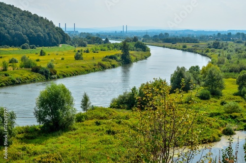 Vistula river in Poland. View from the hills in Tyniec on the longest river in Poland. photo