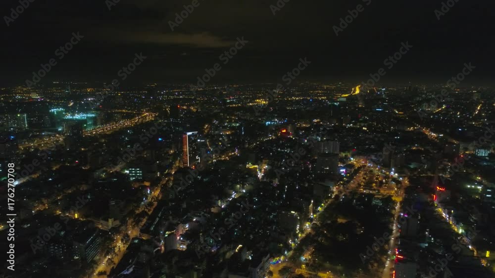 Ho Chi Minh Panorama view aerial Night city High drone shooting Ho Chi Minh Panorama view aerial Night city High drone shooting