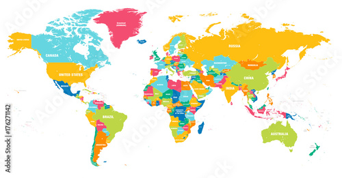 Kolorowa mapa świata wektor