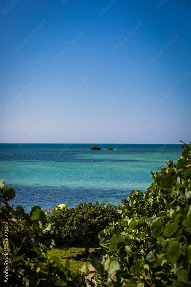 Tropical seaside view and torquoise sea #
