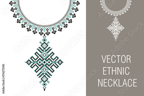 Vector Ethnic necklace Embroidery for fashion women.