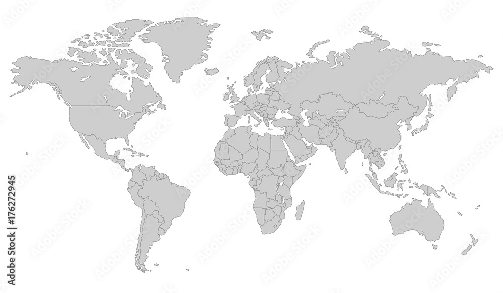Naklejka premium Mapa świata szary wektor