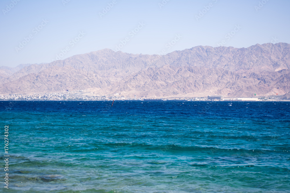 beautiful red sea landscape from Israel coast to Aqaba