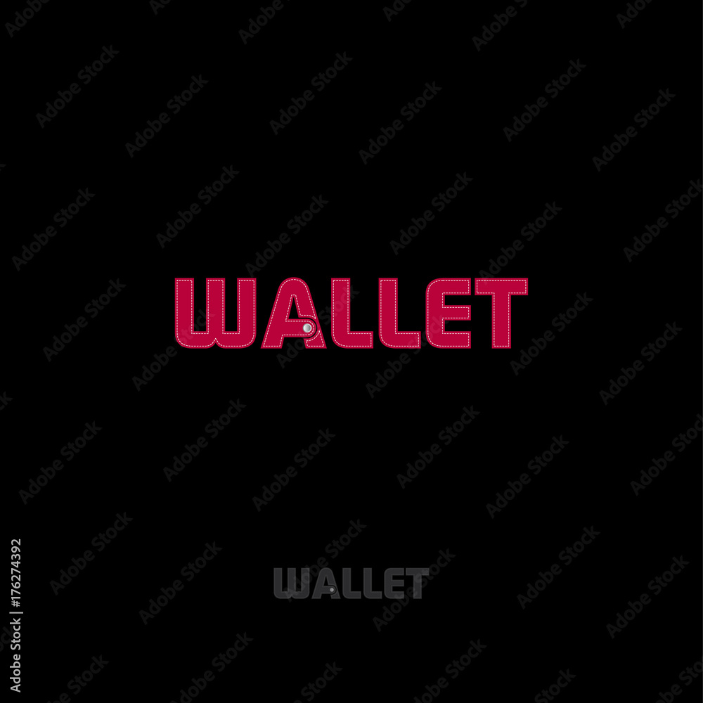  Wallet logo. Red letters with the button and stitching.