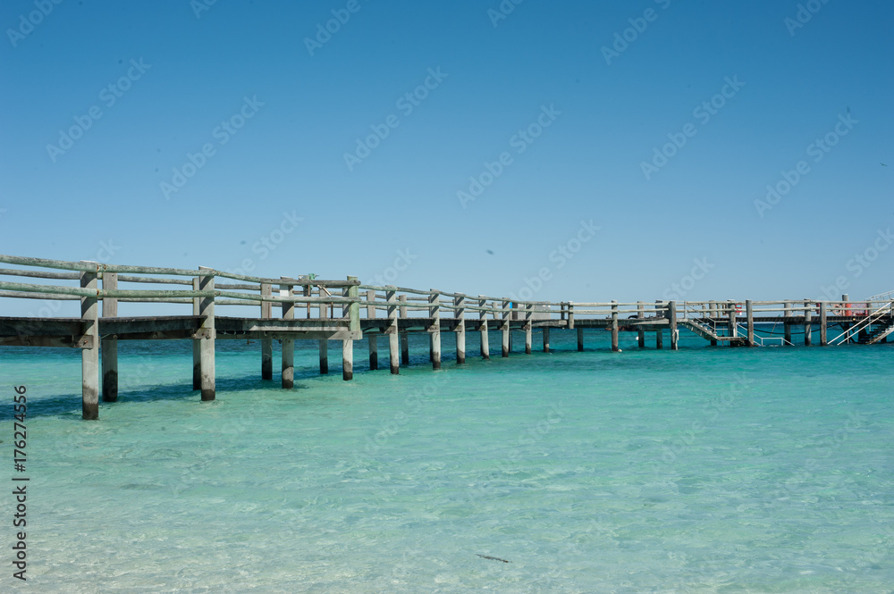 pier at beautiful beach on Heron Island, Australia