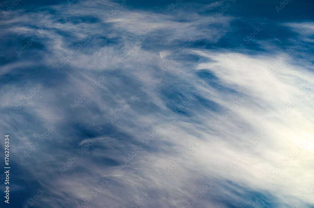 Beautiful blue sky background with movement of clouds