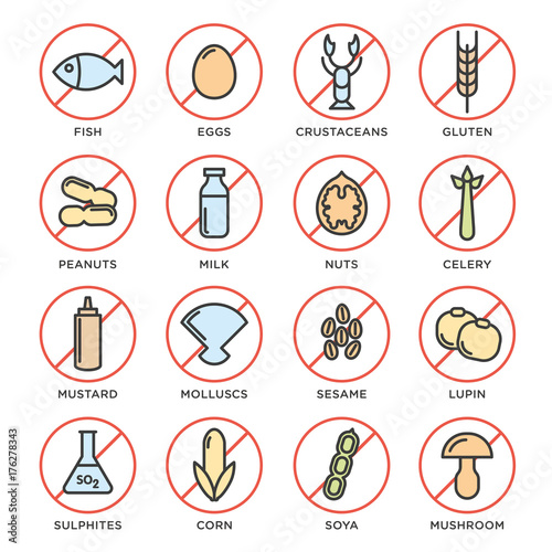 Allergens free icons set