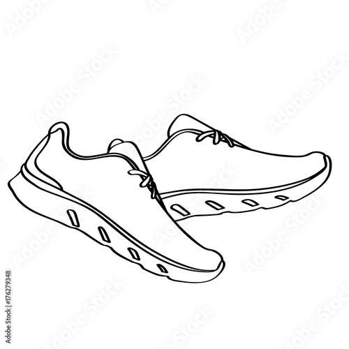 Isolated outline of a pair of tennis on a white background, Vector illustration