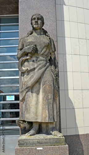 MELNIK, CZECH REPUBLIC. The reaper's sculpture about the building