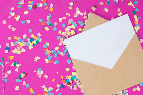 Blank card with colourful confetti
