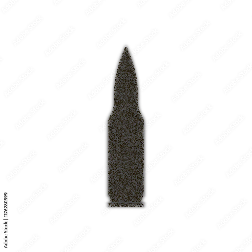 black bullet points with shadow. combat cartridge. white background. monochrome texture. stipple effect. vector illustration black bullet points with shadow. combat cartridge. white background. monochrome texture. stipple effect. vector illustration