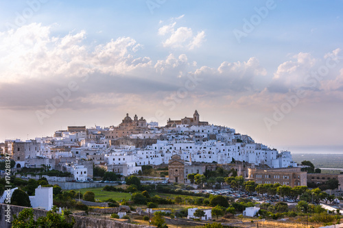 Panoramic view of the white and old city of Ostuni