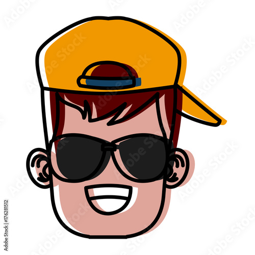 Boy with sunglasses cartoon icon vector illustration graphic design