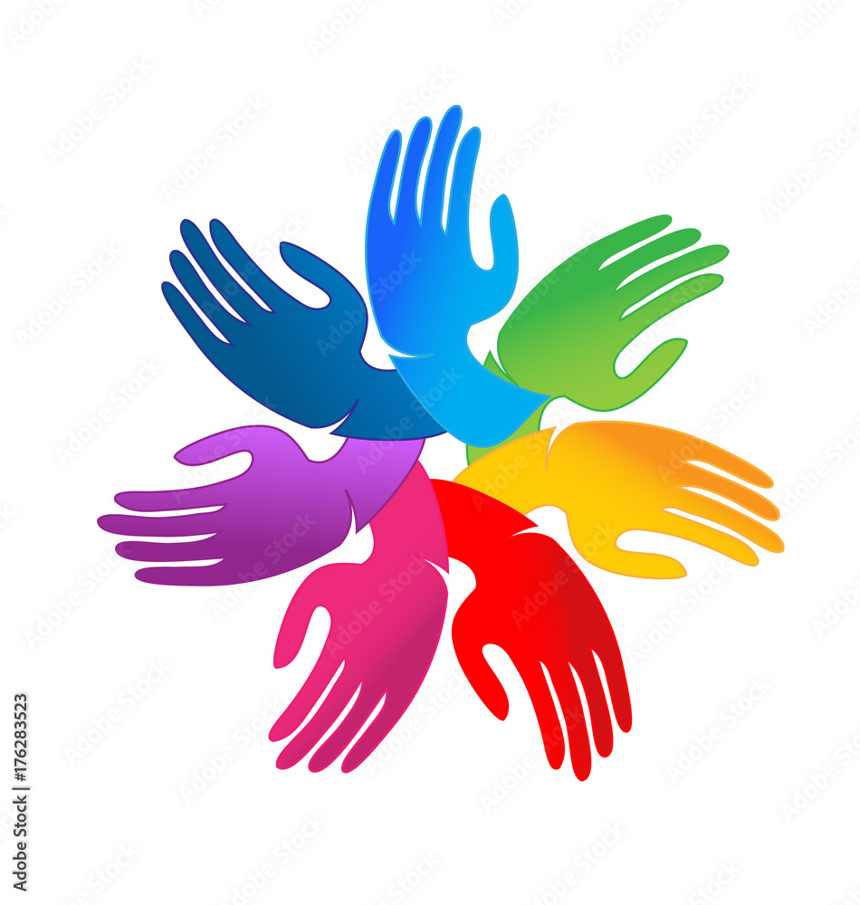Teamwork people hands vector icon