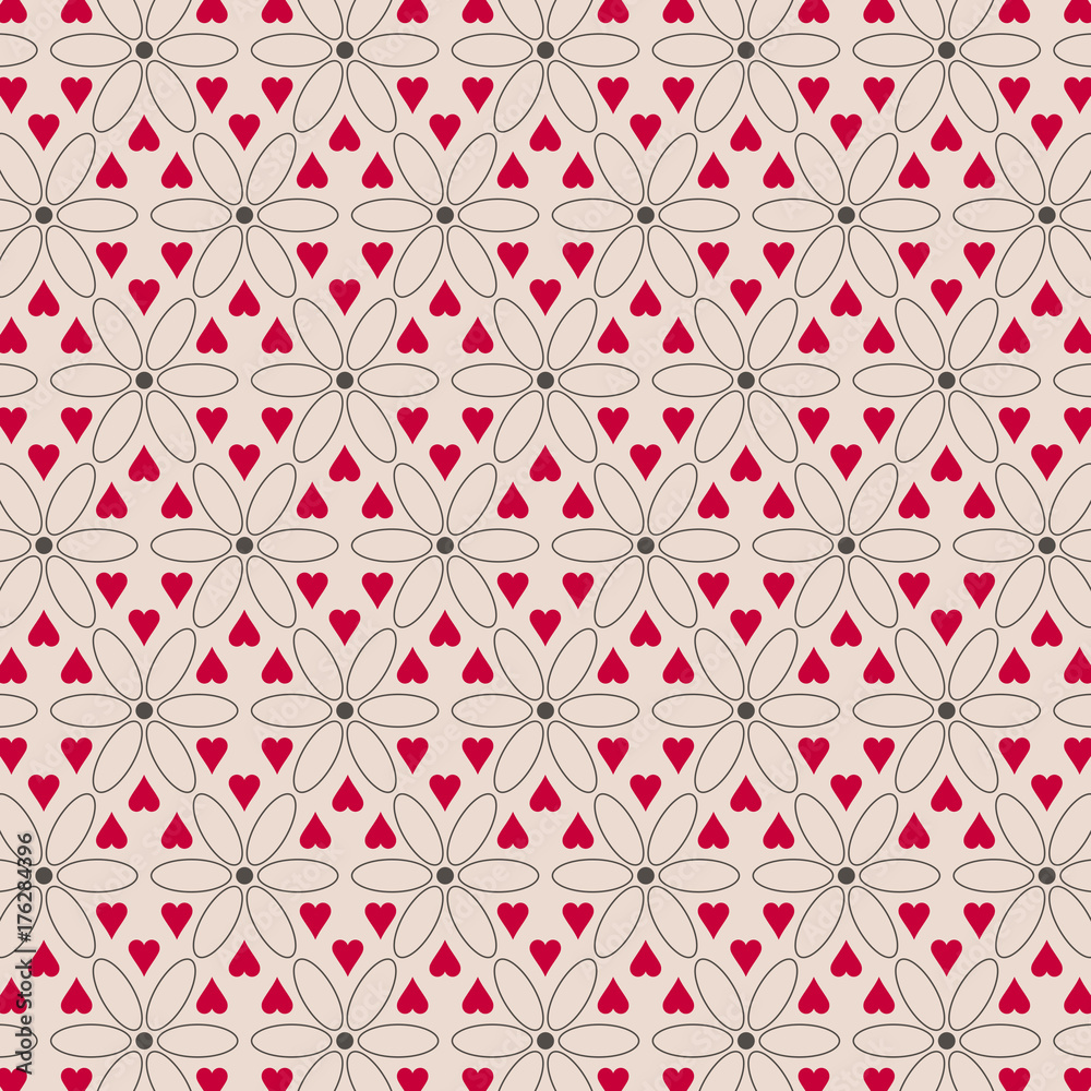 Seamless flowers and hearts pattern Seamless flowers and hearts pattern
