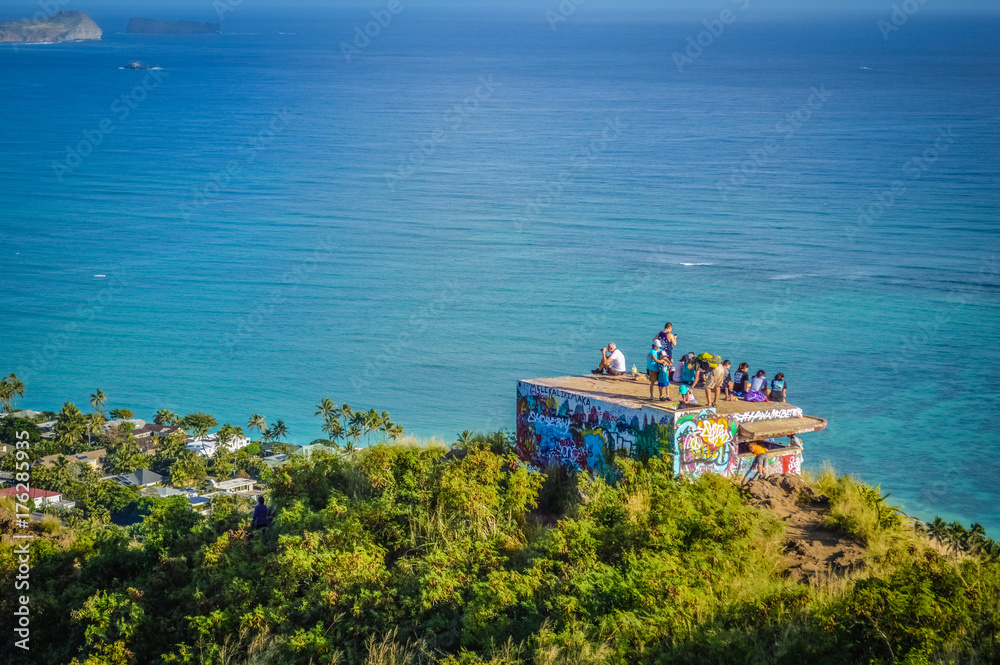 Panorama View of the Green Mountains and Hawaiian Coast From Lanikai Pillbox Trail