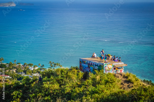 Panorama View of the Green Mountains and Hawaiian Coast From Lanikai Pillbox Trail