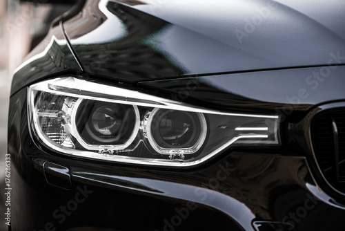 Close-up photo of car headlights