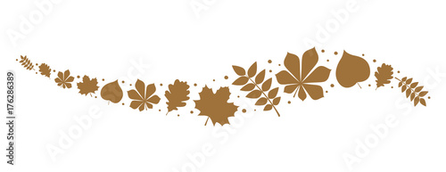 Concept of header with autumnal leaves. Vector.