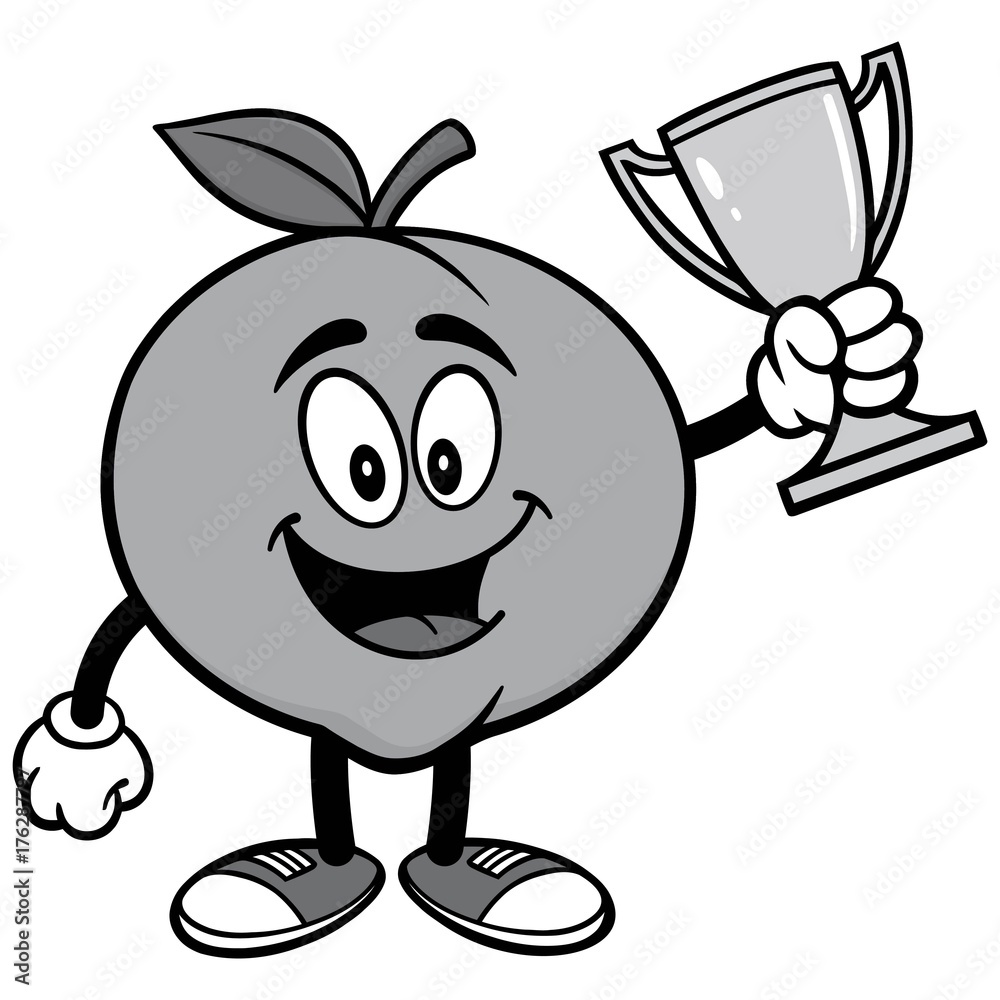 Peach with Trophy Illustration Peach with Trophy Illustration