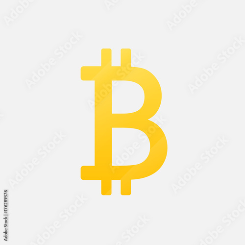 Bitcoin cryptographic symbol is an isolated icon made in a flat style. Blockchain transaction, currency of the future. Icon coin , internet money.