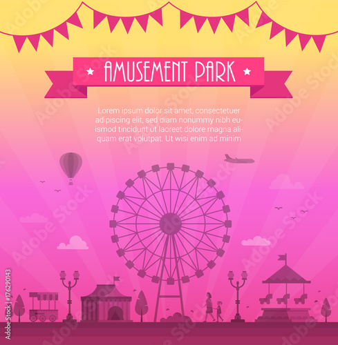 Amusement park - modern vector illustration with place for text