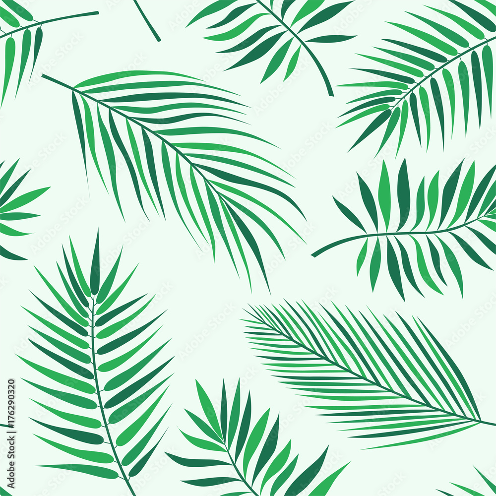 Tropical palm leaves pattern - seamless modern material design background