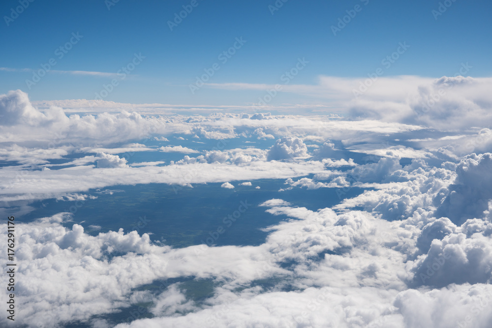 blue sky with the clouds from the plane view blue sky with the clouds from the plane view
