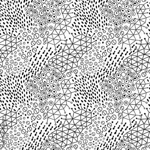 Vector organic seamless abstract background, botanical motif, freehand doodles pattern