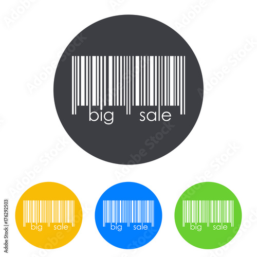 Icono plano codigo de barras big sale en circulo varios colores