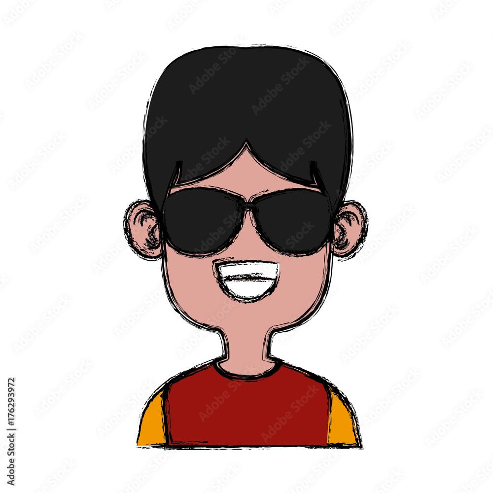 Boy with sunglasses cartoon icon vector illustration graphic design Boy with sunglasses cartoon icon vector illustration graphic design