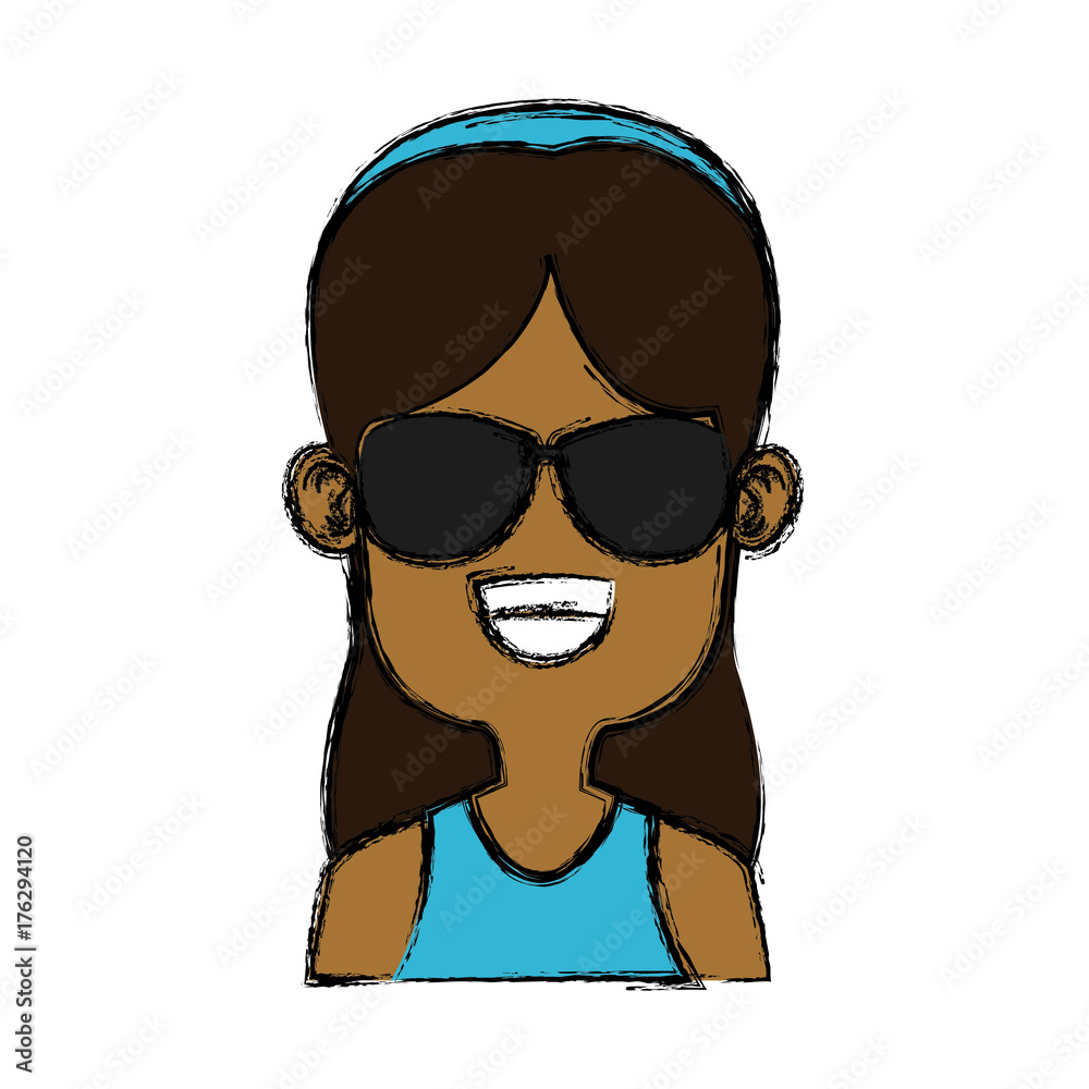 Girl with sunglasses icon vector illustration graphic design