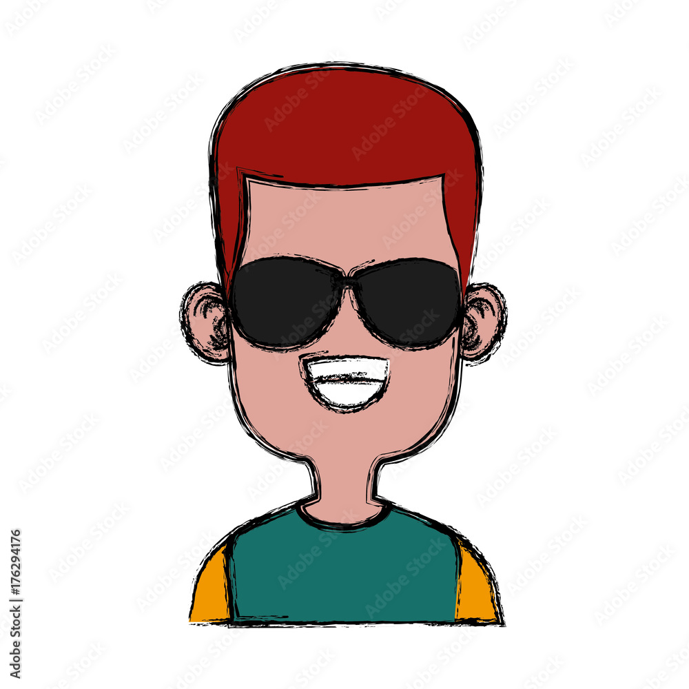 Boy with sunglasses cartoon icon vector illustration graphic design Boy with sunglasses cartoon icon vector illustration graphic design