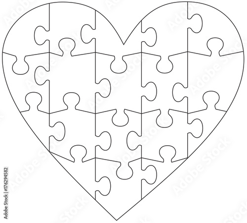 Heart puzzle template