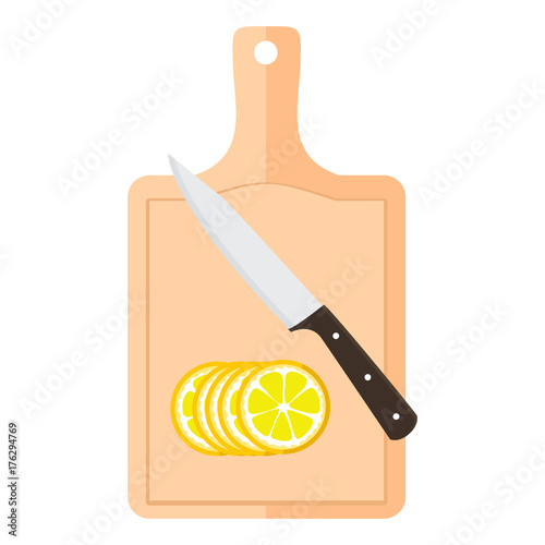 Cutting board with lemon