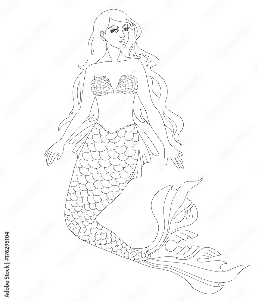 Coloring book of mermaid. Coloring book of mermaid.