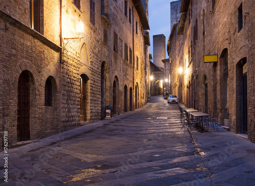 morning twilight in old Tuscany city in Italy