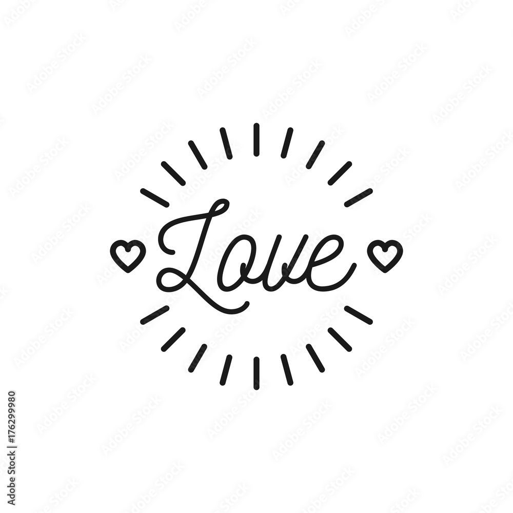 Love text icon Valentines symbol. Love hipster thin line icon, Vector illustration Love text icon Valentines symbol. Love hipster thin line icon, Vector illustration