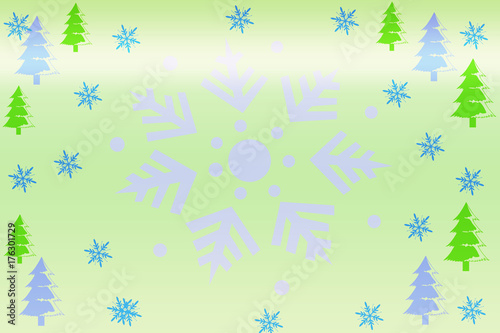 on a green background a bright snowflake