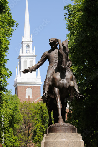 Paul Revere Statue In Boston North End photo